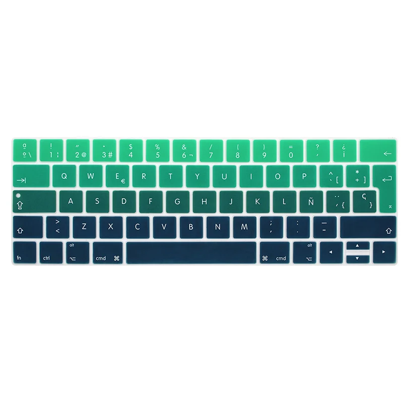 Gradient green Испания ЕС-Ввод Клавиатура Обложка протектор для Macbook Pro13 15 с сенсорной панелью A1706/A1707/A1989/A1990 клавиатура защитная пленка - Цвет: Gradient green