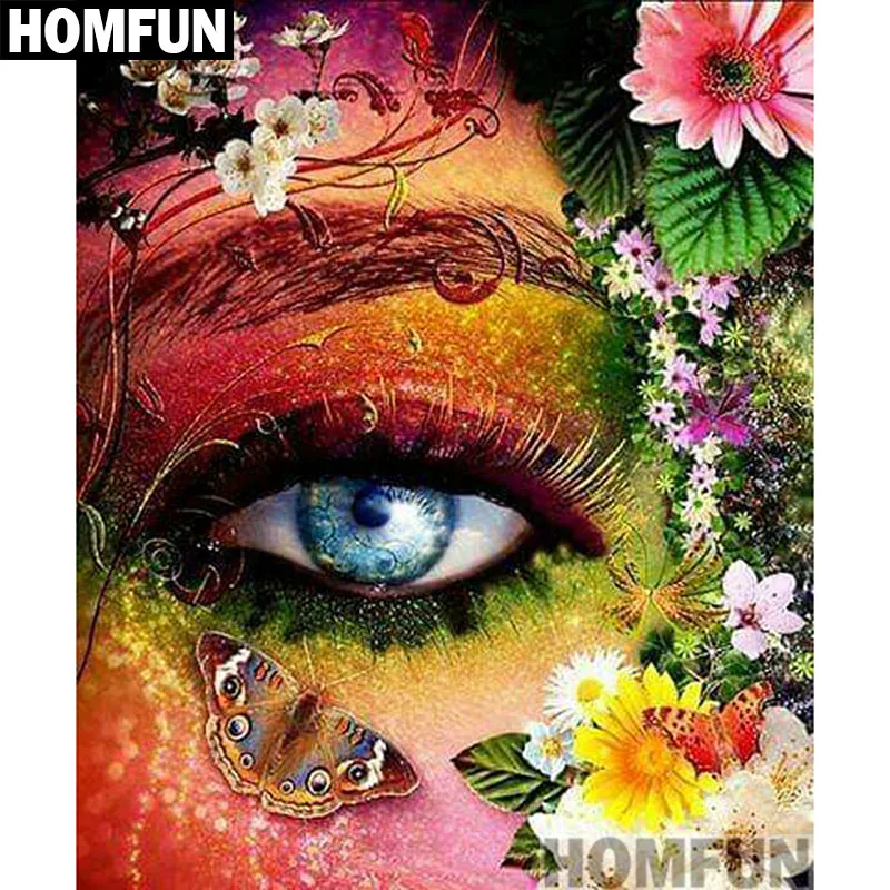 

HOMFUN полный квадратный/круглый дрель 5D DIY алмазная живопись "Цветной глаза" 3D Вышивка крестом 5D домашний декор A00985