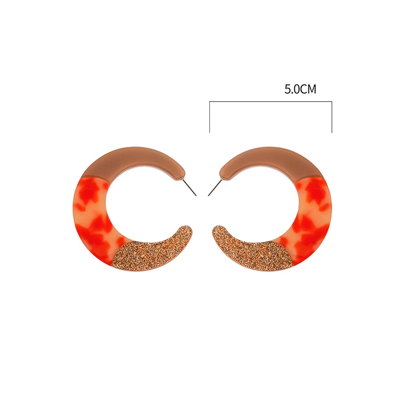 Женские серьги-пусеты круглые акриловые леопардовые серьги C-образной формы