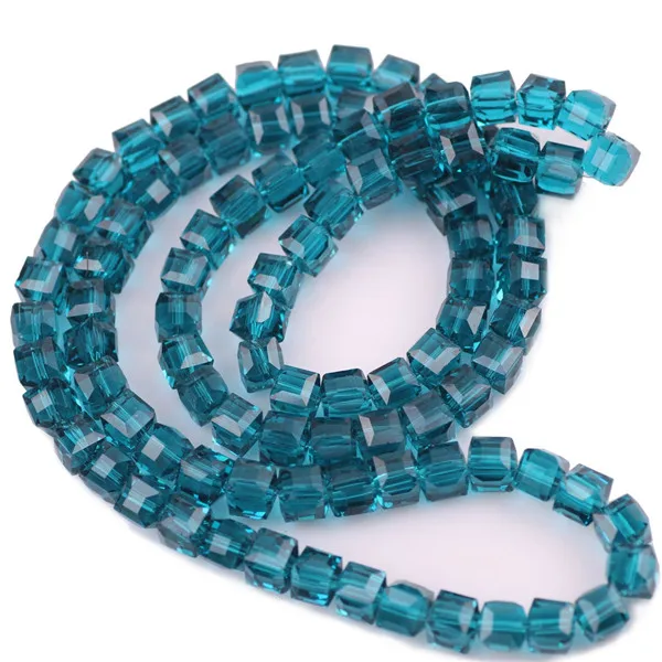 hole blue Zhubi Роскошная обувь с украшением в виде кристаллов бисера кубика 6/8 мм Подвески чешские покрытием Стекло свободные Квадратные бусины ремесел бусины для изготовления ювелирных изделий - Цвет: hole blue