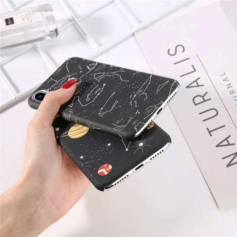 IPWSOO чехол для телефона со звездами для iPhone 6 6s 7 8 Plus X XS MAX XR космическая планета Созвездие узор Жесткий ПК для iPhone 7 чехол для телефона