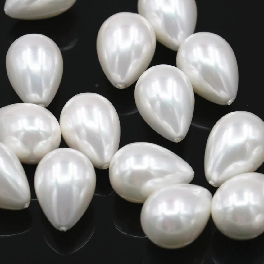 16x25mm Natural Shell Pearl Teardrop Half Drilled Hole fit DIY Earring Dangle Beads 2pcs Semi-finished Drop Jewelry Finding A344