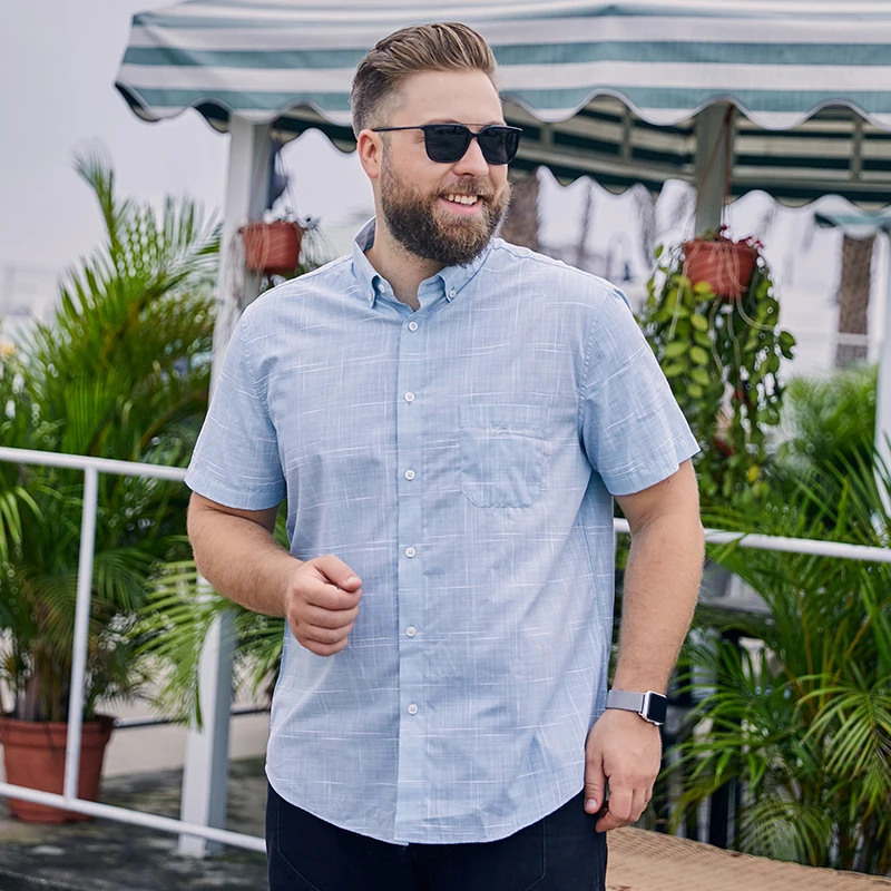 Толстяк размера плюс 5XL 6XL 7XL 8XL 100% из чистого хлопка плед Бизнес Повседневная