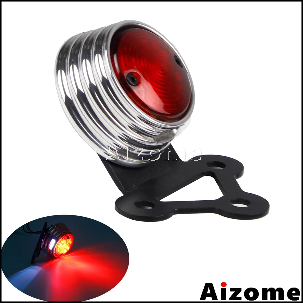 

Motorcycle Brass LED Tail Light License Plate Stop Rear Lamp Brat Style Taillight For Harley Honda Yamaha Cafe Racer Scrambler