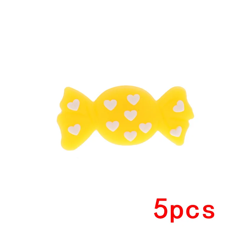 yellow18 5 шт. силиконовый для детей для прорезывания зубов ожерелье бусы Пингвин, лиса без БФА, силиконовый Бисер для детский Прорезыватель жевательные Детские Подарочные бусины в виде конфет - Цвет: yellow18