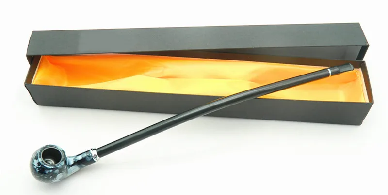 1 шт. деревянная трубка для курения с синим мрамором Длинные табачные трубки