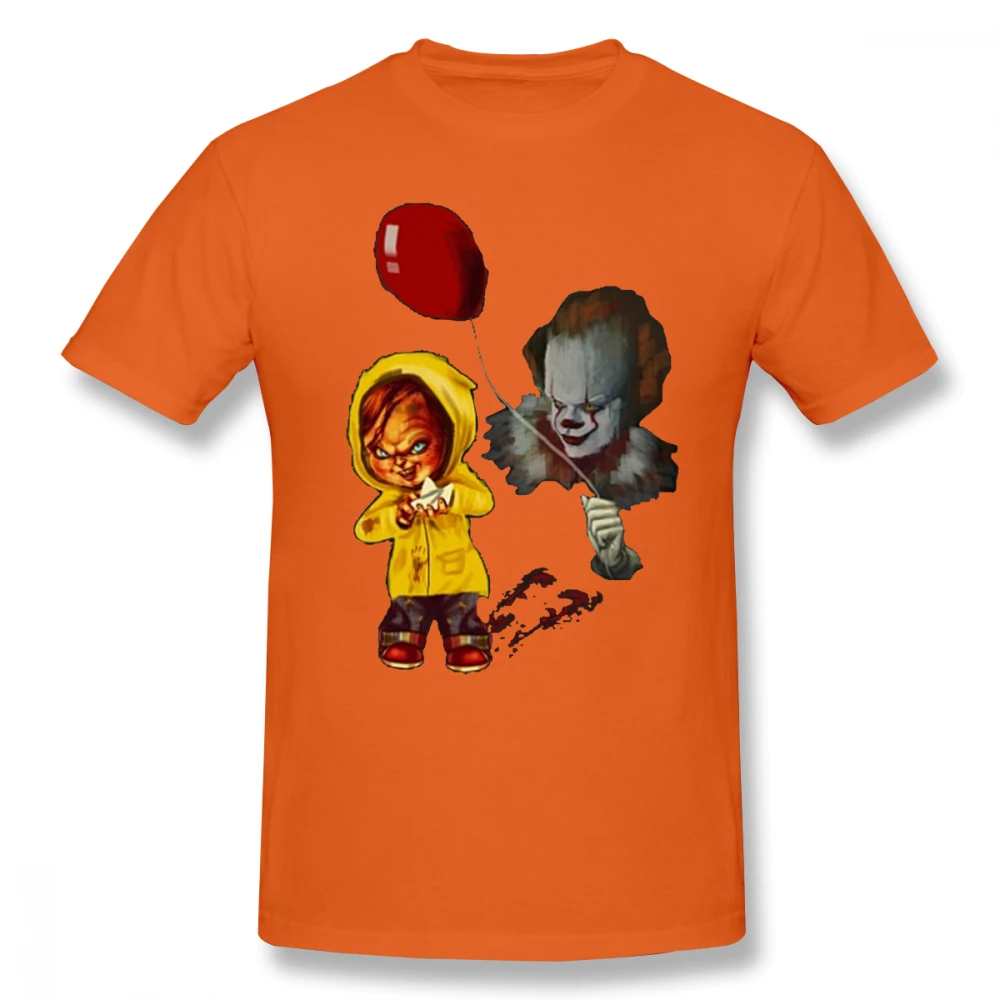 Alloween лучший подарок Чаки клоун Мужская футболка хип хоп случайный 4XL 5XL 6XL хлопок короткий рукав мужская одежда - Цвет: Оранжевый
