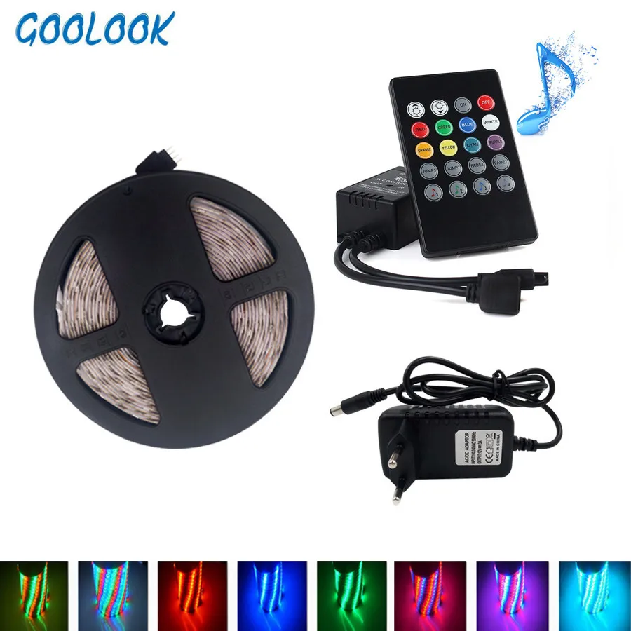 GOOLOOK Светодиодная лента м 5 10 SMD 2835 не водостойкая RGB 20 ключей ИК пульт