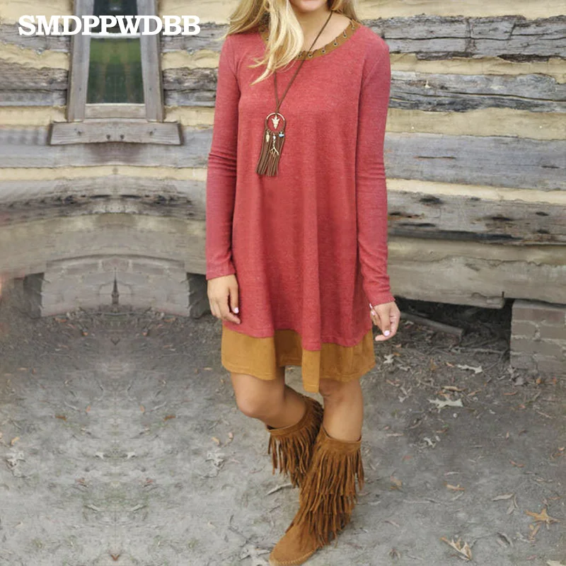 Осенне зимняя женская Повседневная Лоскутная футболка с длинным рукавом Топы И