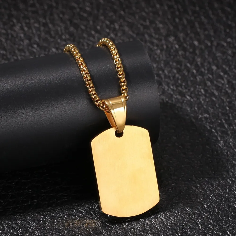 TBTK Gold Square Military Card Stainless Steel 26 Intial Letters Pendant Necklace Crystal Luxury Charm Jewelry Unisex Dog Tag | Украшения и