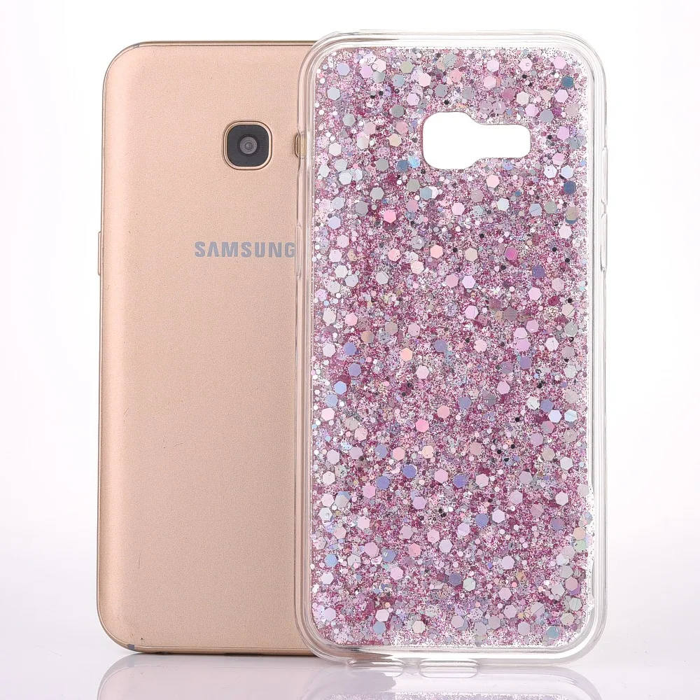 Прозрачный чехол для телефона Samsung A320 A520 A6 2018 силиконовый Блестящий блестящий