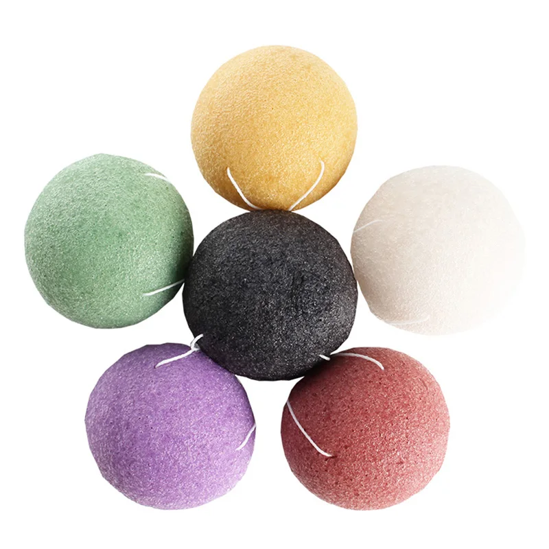 6 цветов природных Konjac Конняку лице Puff очищения губка для мытья Exfoliator Очищающий