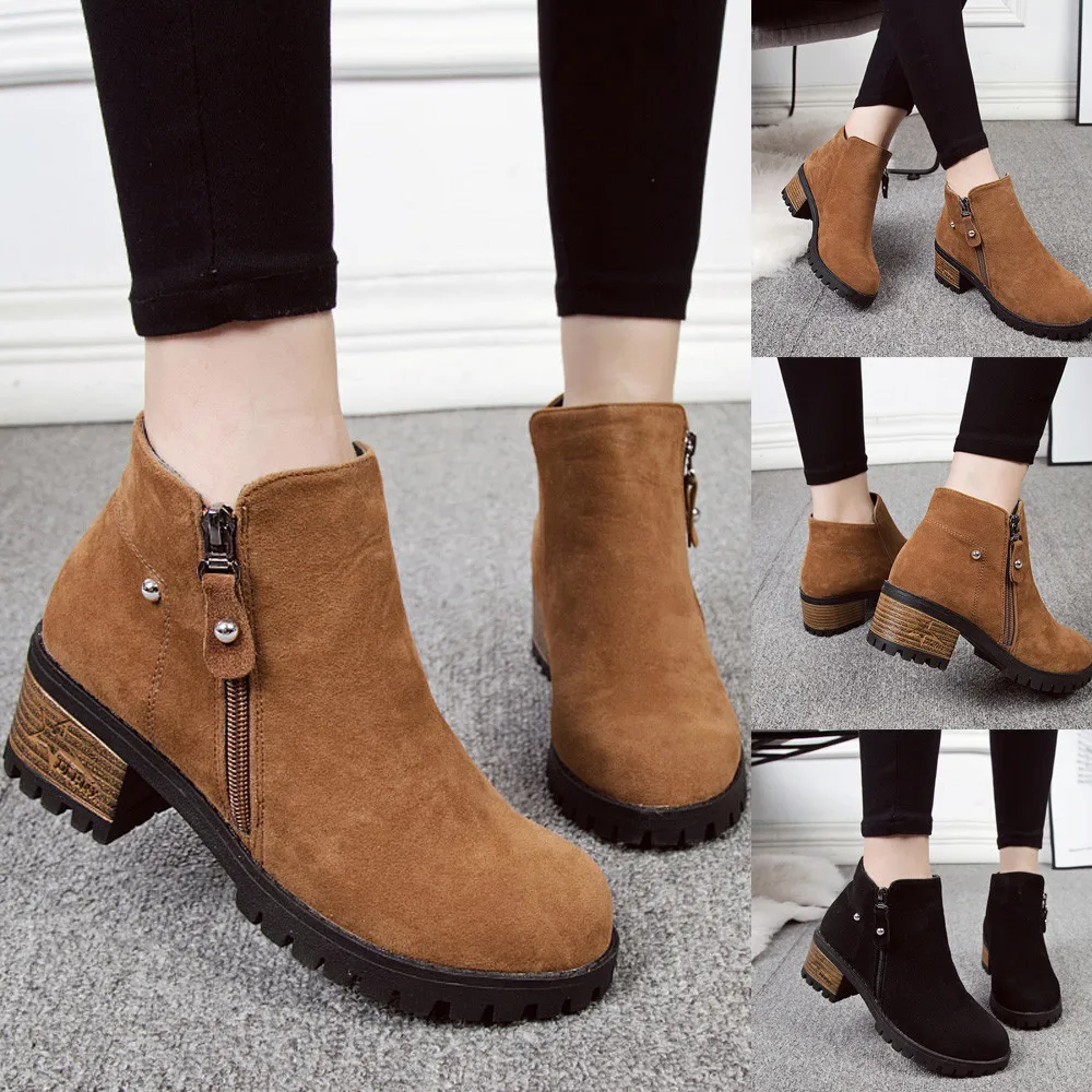 YOUYEDIAN/женские ботинки Martain замшевые ботильоны на высоком каблуке молнии zapatos de mujer