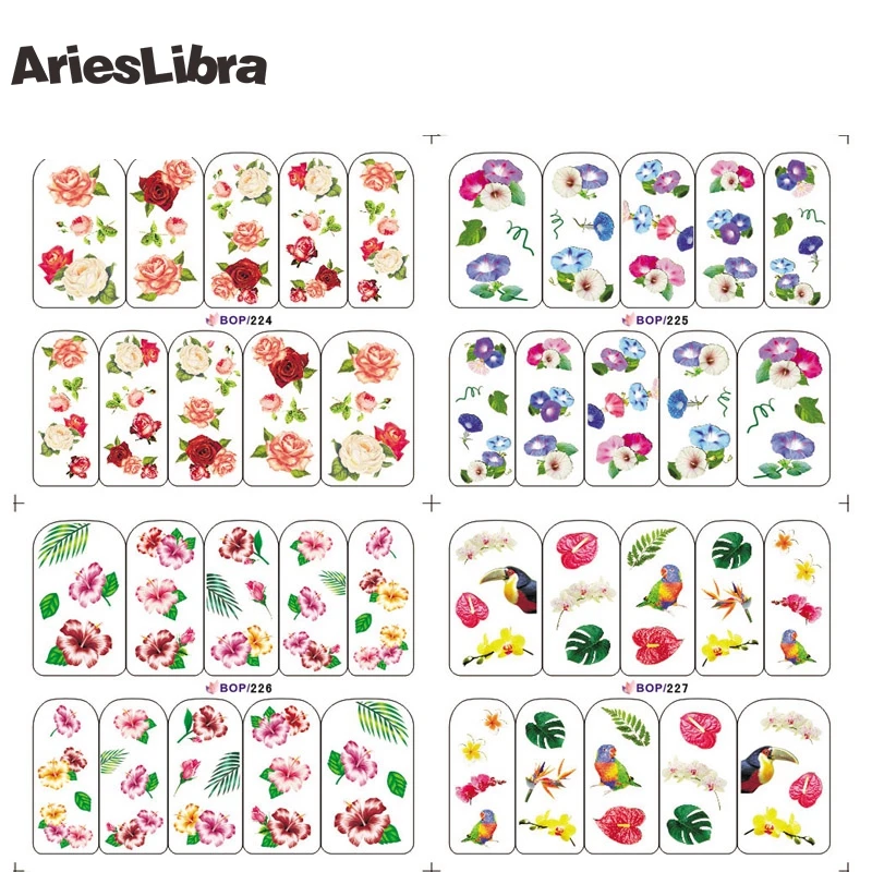 Hot Sale Nail Stickers BOP 224-227 Morning Glory 4 Sheets in One Water Transfer Decal DIY Art Tips Decoration | Красота и здоровье