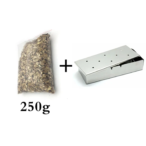 Smoker2and 250g Chip Яблоко дерево приготовления кусков из нержавеющей стали коптильня для барбекю деревянный кусок для гриля и курения генератор древесных чипов инструмент для барбекю - Цвет: Smoker2and 250g Chip