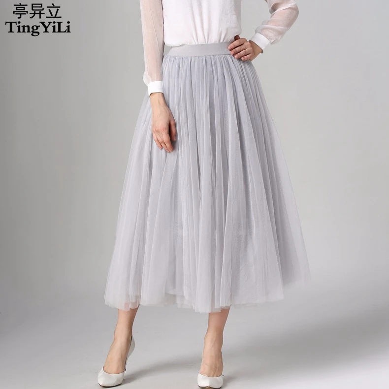 TingYiLi/длинная фатиновая юбка коллекция 2016 года сезон весна-лето Длинная женская