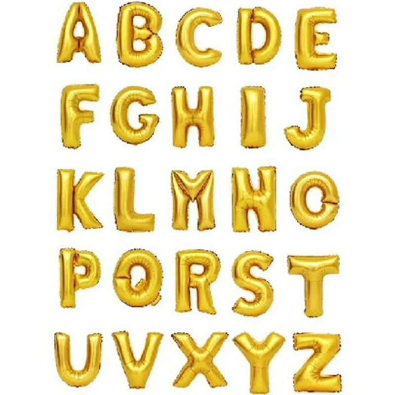 

26pcs/set Gold/Silver 16 inch Happy Birthday Letter Shaped Ballons Decoration Foil Inflatable Party Balloons Children's Gifts