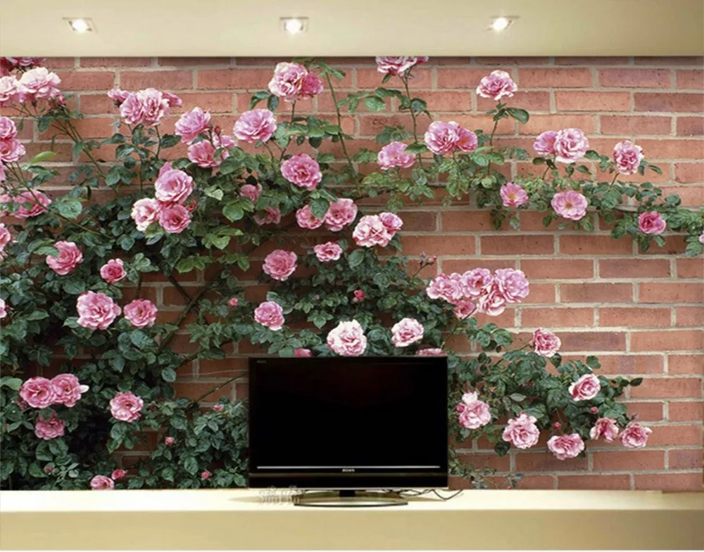 Настенные 3D обои с изображением роз и зеленых листьев стереоскопические для