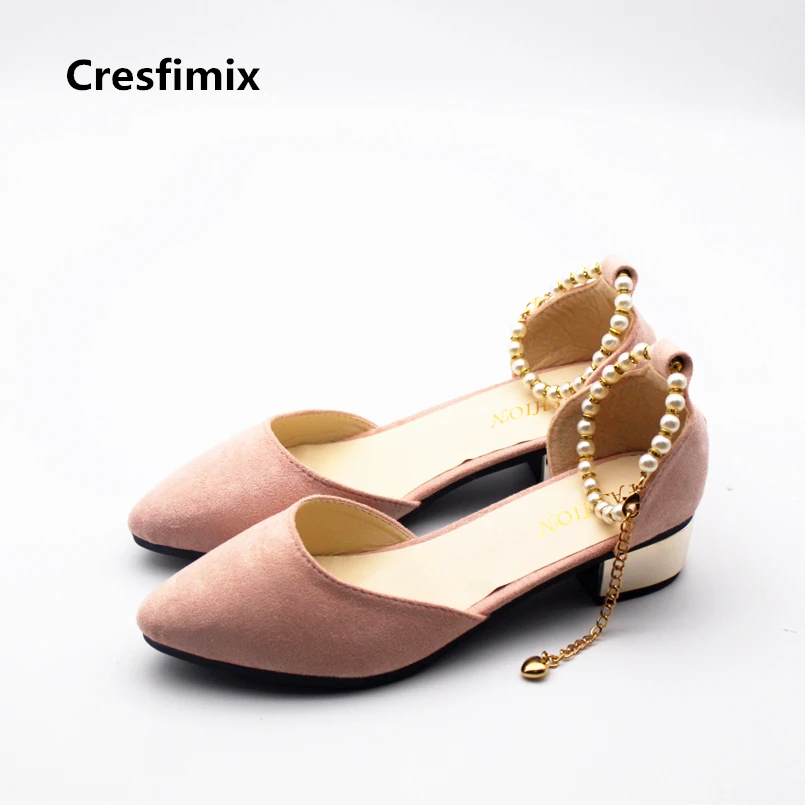 Женские офисные туфли на среднем каблуке Cresfimix удобные с ремешком и пряжкой