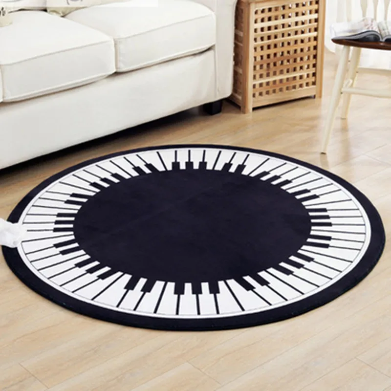Goede 80-150Cm Ronde Piano Patroon Tapijten Voor Woonkamer Yoga Meditatie Tapijt Absorberende Mat/Tapijt Dikke Non-Slip Thuis Decor Zachte Tapijt