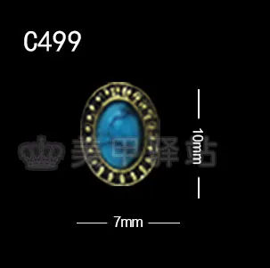 C499 10 шт./лот Японский Корейский тренд Лето ретро золотая основа плюс трещина бирюзовый камень дизайн 3D сплав для дизайна ногтей ювелирные изделия Поставщик - Цвет: C499
