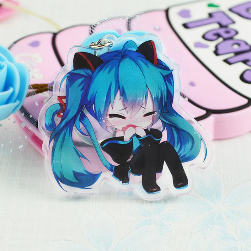 8 Hatsune Мику акриловый брелок Аниме подвеска автомобильные аксессуары японский прозрачный брелок игра зеленый лук Брелок - Цвет: 8