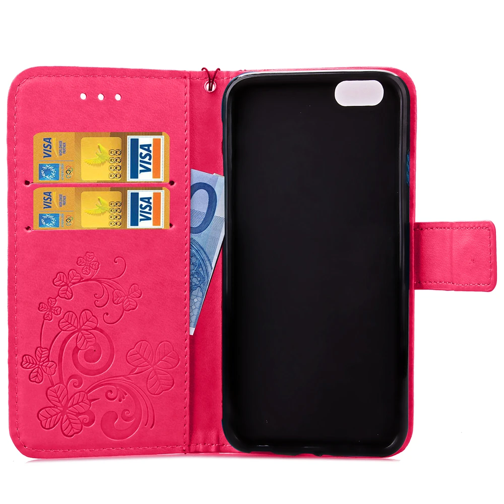 Fundas Клевер чехол для iPhone 6 S плюс 5 5S SE 5C кожаный Роскошные Ретро Печать флип Капа