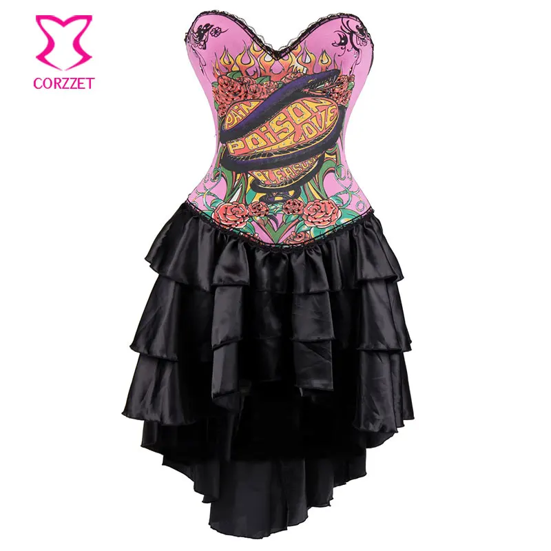 Розовый Змеиный корсет с животным и цветочным принтом пуш ап бюстье винтажная