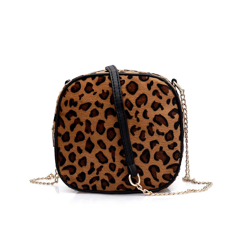 Autumn Winter Fashion Cute Leopard Plush Handbags Women Small Single Shoulder Bags Female Bolsas Chain Messenger Crossbody Bag | Багаж и