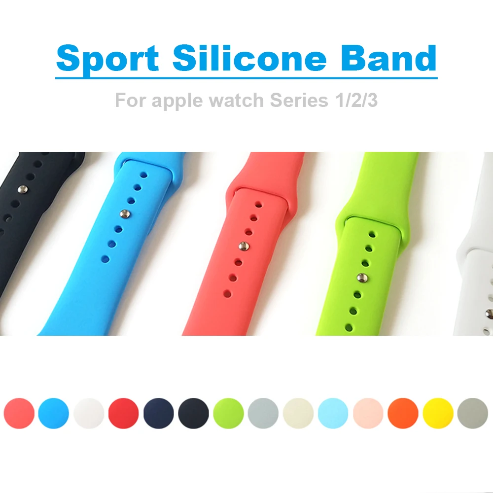 Ремешок для часов apple watch Series4 3 2 1 спортивный силиконовый ремешок сменный Браслет