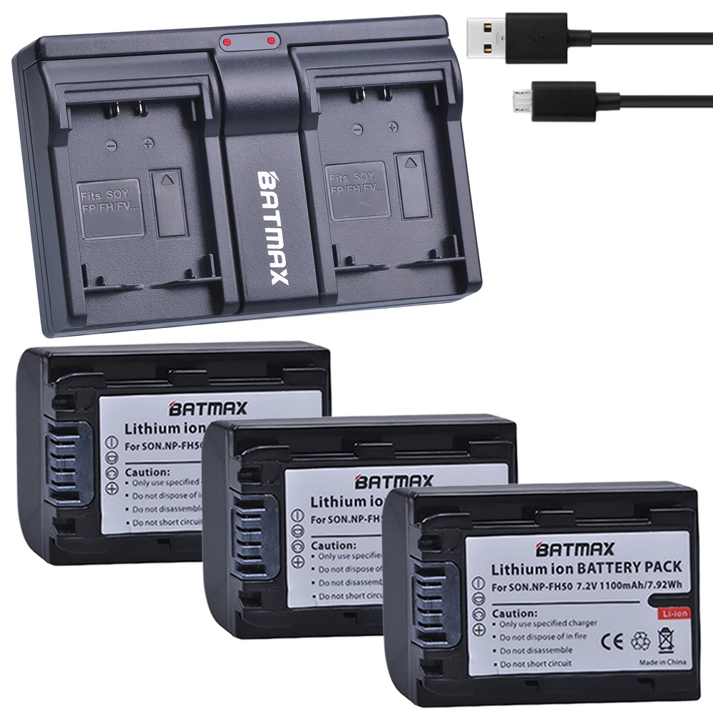 3 шт. аккумуляторы 1100 мАч и зарядное устройство USB для Sony A230 A290 A390 HX100 HX200|Цифровые