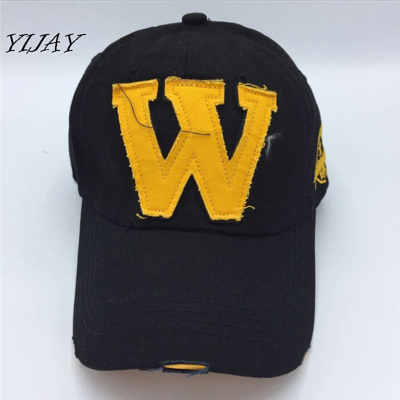 Джинсовая бейсболка YIJAY с потертостями осенняя хлопковая кепка надписью W