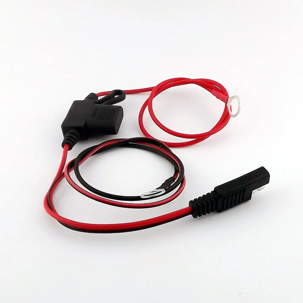 1x SAE Male Plug 12V Battery Hookup 18AWG DC Power Solar Auto Trailer Cable Cord with Fuse 68cm