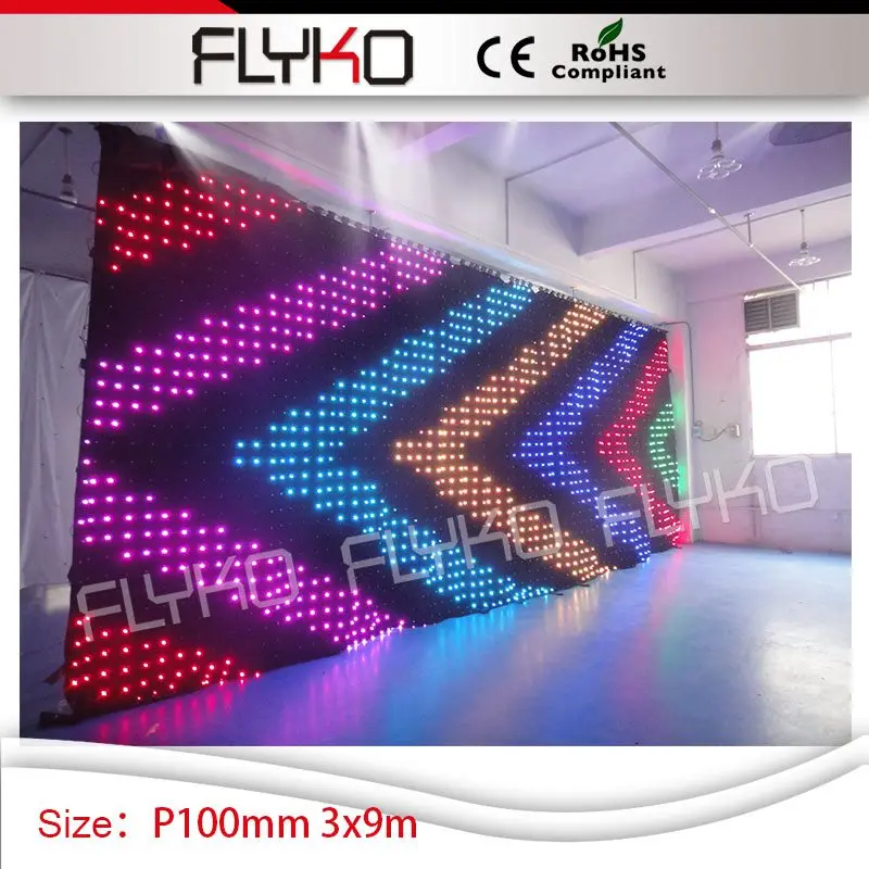 china sexxx video led curtain 3m high by 9m width dj stage P100mm vision | Лампы и освещение