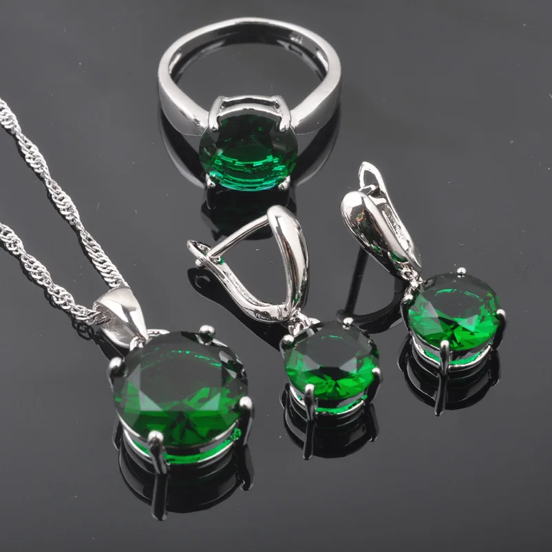 2019 новый зеленый цирконий свадебные комплекты ювелирных изделий Серебро 925