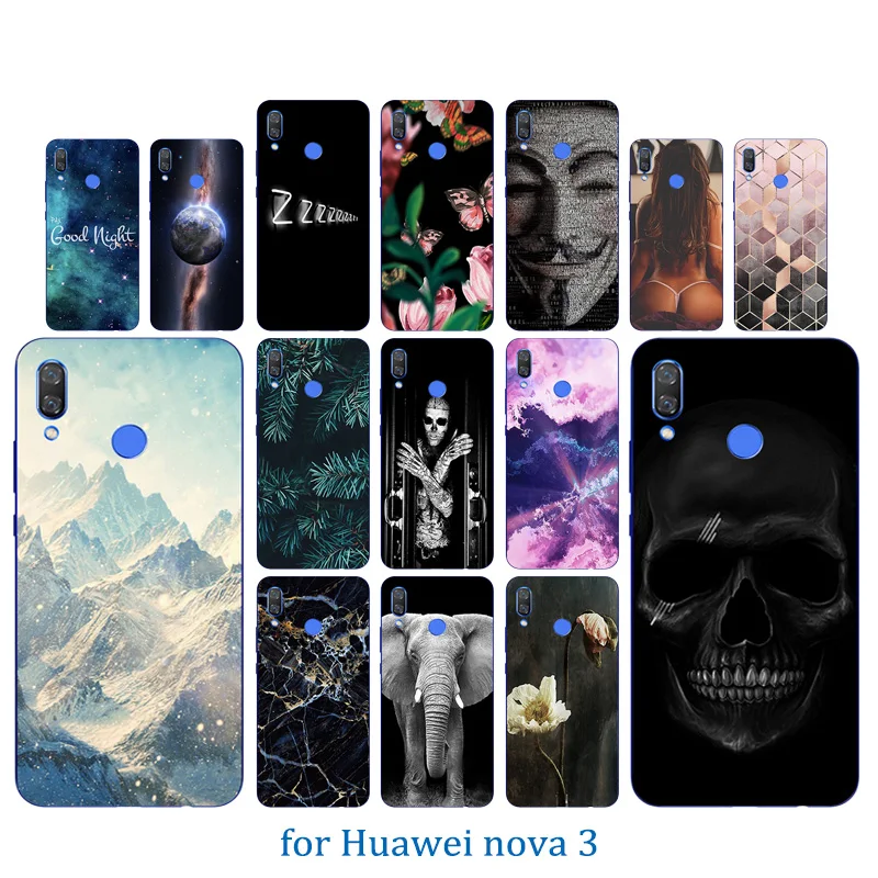 6.3&quot Cases for Huawei nova 3 Fundas Transparent Gel Hook Pattern Back Cover Protection Phone Shell Coque |