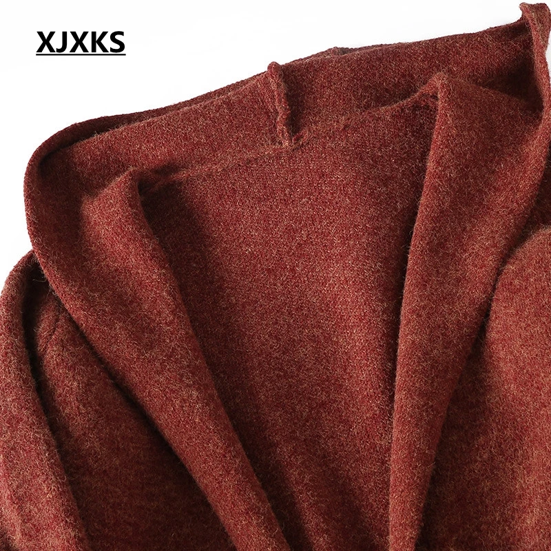 XJXKS, с капюшоном, хорошее качество, женский кардиган, свитер, пальто, теплая, осень, зима, одежда для девушек,, новая мода, длинный кардиган, свитер