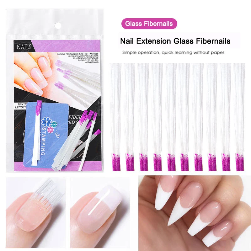 10 шт./компл. волоконно-стекловолокно для наращивания ногтей Fibernails волокно для наращивания шелка набор накладные акриловые ногти Советы Инструменты для ногтевого салона