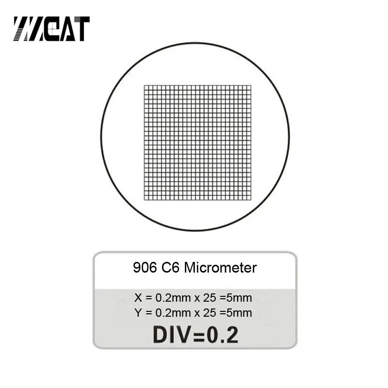 DIV 0.2MM C6 Graticule Plate Circle Micrometer Microscope Slide Grid Reticle for Biological Student Digital Microscope
