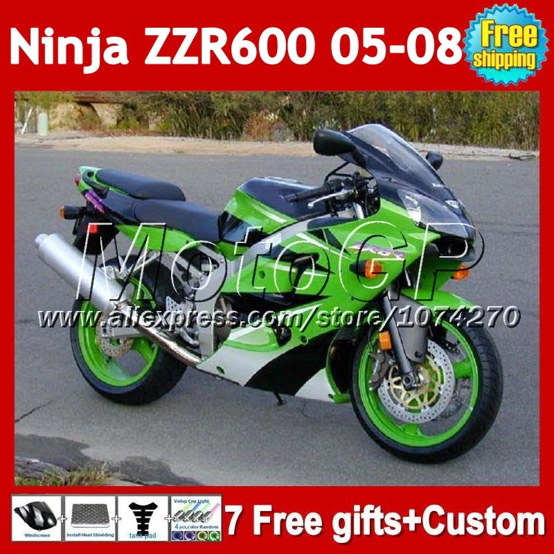 7 подарки для KAWASAKI 2005 2006 2007 2008 ZZR600 ниндзя зеленый # 13129 ZZR 600 05 06 07 08 636 зализа к . и .|zzr600