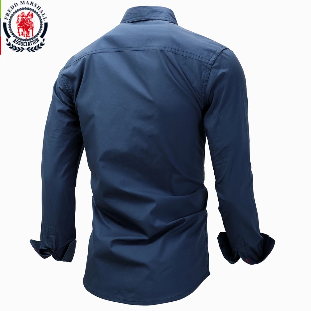 Fredd Marshall новинка 2017 модные мужские однотонные рубашки с длинным рукавом и