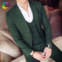 elegent men suits green wedding suits for men slim fit groom tuxedos man blazer jacket pants vest 3 piece costume homme mariage