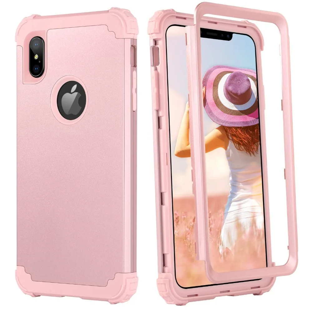 

Shockproof Phone Cases For iPhone X XS Max XR Hybrid Soft Silicone & Hard PC Full-Body Protective Sturdy Cover for iPhone 8 Plus