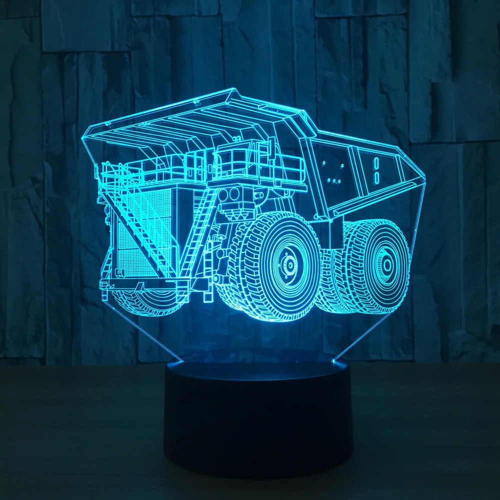 Супер Грузовик 7 цветов лампа 3D визуальные Светодиодные ночные светильники для
