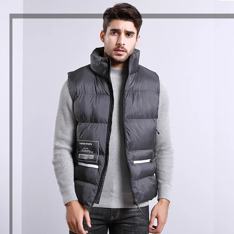 

New Mens Jackets Sleeveless Vest Winter Men's Cotton-padded Down Vest Homme Casual Thicken Waistcoat Chalecos Para Hombre VT-245