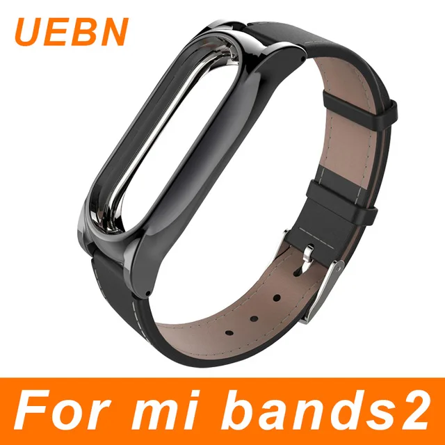 Универсальный ремешок UEBN для Xiaomi Mi Band 2, кожаный браслет без винтов, запасные аксессуары для ремешка miband.
