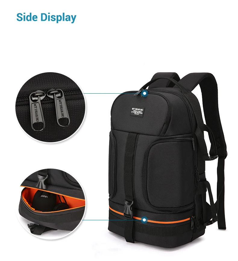 OBAFU DSLR Waterproof Shockproof Shoulders Camera Backpack Tripod Case Reflector Stripe fit Laptop Bag for Canon Nikon Sony