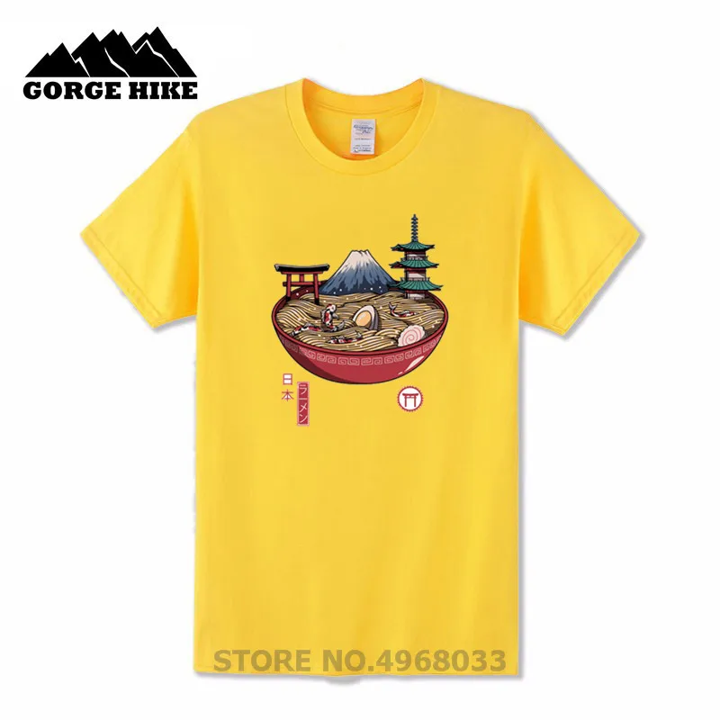 Летняя мужская футболка из 100% хлопка с радужным принтом ramen Японская еда koi