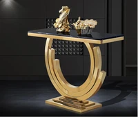 marble stainless steel porch table simple modern titanium gold nordic wall side decoration porch cabinet narrow bar desk