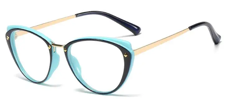 C6 black blue clear Двухцветная оправа для очков кошачий глаз женские очки оправа новые трендовые прозрачные очки оправа Очки для работы за компьютером oculos - Цвет оправы: C6 black blue clear